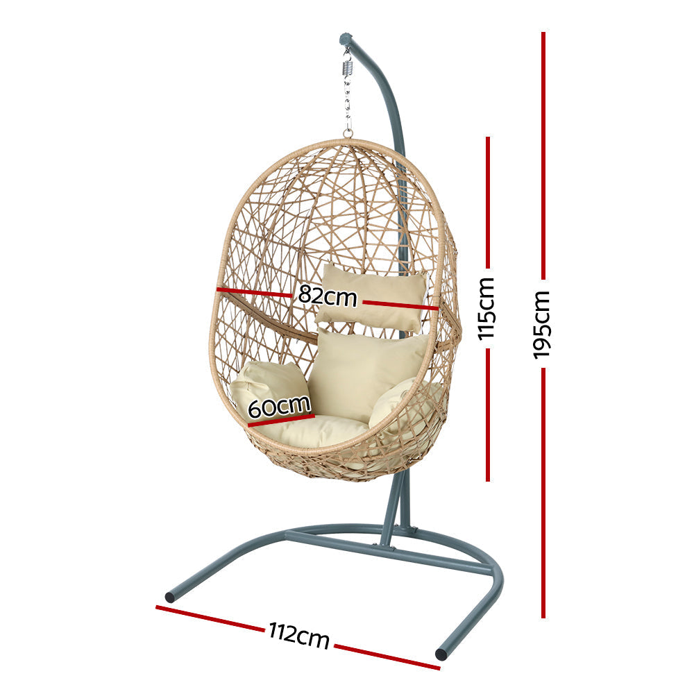 Sorrento Premium Swing Egg Chair With Stand - Cream